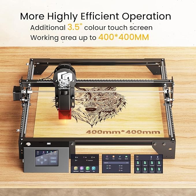 LONGER Laser Engraver Ray5 5000MW Higher Precision DIY Laser Engraving Machine for Wood Metal Acrylic Glass Leatherwith 3.5" Touch Screen, 400x400mm,0.08mm Laser Spot 10000mm/min