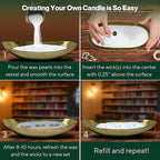 LILY LADUE 2lb/32OZ Pearled Candles Sand and Wicks with Gold Bowl - White Unscented Plant-Based Pearl Sand Wax with 48 Wicks, Gift-Ready DIY Candle Making Kit with Reusable Powder Wax Beads