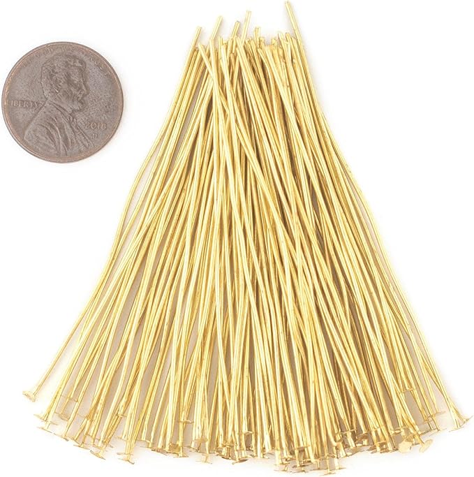 The Bead Chest Gold 21 Gauge 2.5 Inch Head Pins (Approx 100 Pieces)