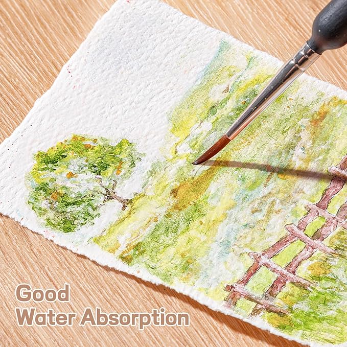 100 Sheets Watercolor Paper 5 x 7inch, 300 GSM Deckled Edge Paper Rough/Textured Handmade Paper for Watercolors, Wedding Invitations, Cards, Crafts