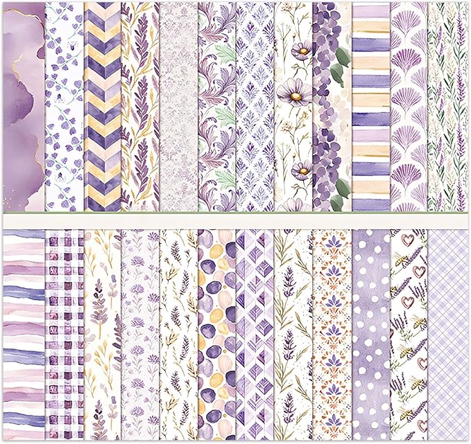 Scrapbook Paper 12x12, Double-Sided Textured Scrapbooking 24 Sheets/24 Designs, Patterned Craft Paper for Junk Journals Greeting Cards Album Decoration