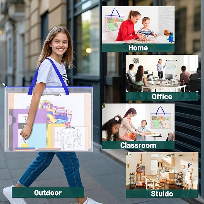 Bulletin Board Poster Storage Bag, Art Portfolio Bag, Portfolio Folder for Artwork, Artwork Storage Case for Poster, Bulletin Board, Scrapbook, Keepsake and Teaching Materials (26'' x 20'')