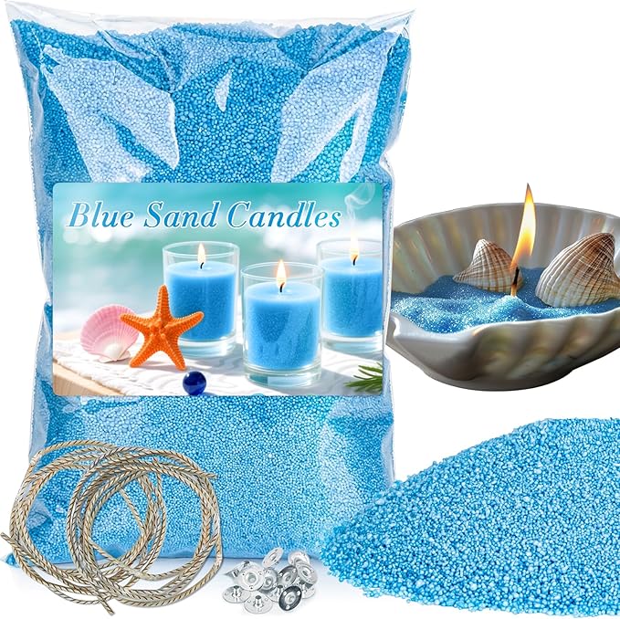 Sukh Blue Candle Sand with Wick - 430G(0.94lb) Sand Candle with Wicks Refillable Candles for Weddings, Parties, Halloween, Christmas