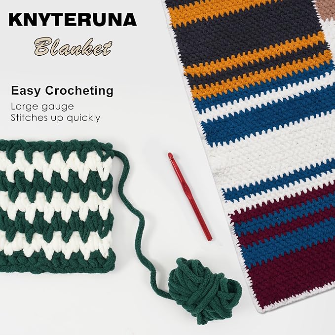 #6 Super Bulky Blanket Yarn for Crocheting - 4 Skeins(Each 10.5oz/300g, 220yds/201m), Chunky Chenille Thick Plush Big Soft Yarn for Crocheting Knitting Blankets, Forest Green