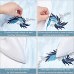 GORGECRAFT 2 Pairs 4PCS Embroidered Patches Iron Leaf Flowers Lace Applique Flowers Nature Patches Suitable for Clothes Dress Hat Pants Sewing Craft Decoration(Dodger Blue)