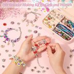 150Pcs Charm Bracelet Making Kit with Jewelry Box Beads for Jewelry Making Kit with DIY Crafts Gift for Bracelet Women Birthday Valentine Gifts Christmas