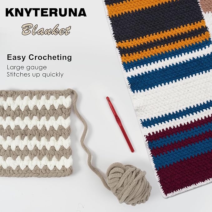 #6 Super Bulky Blanket Yarn for Crocheting - 4 Skeins(Each 10.5oz/300g, 220yds/201m), Chunky Chenille Thick Plush Big Soft Yarn for Crocheting Knitting Blankets, Cream