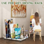 Art Canvas Storage Rack, Art Storage with Wheels, Adjustable Art Storage Easel Display Stands for Canvas Boards, Panel, Crafts Drying & Print Racks,Frame,White