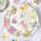 TIAMECH Misty Weaving Flowers PET Stickers - 60 Pcs Dawn Dream & Floral Lace Spring Blossom Design, Waterproof Sticker for Journaling & Scrapbooking, Junk Journal Supplies, Ephemera & DIY Crafts