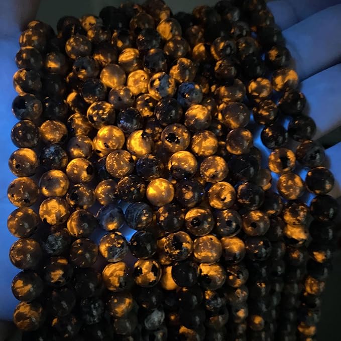 160PCS 4MM Flame Yooperlite Stone Beads Loose Beads for Jewelry Making DIY Bracelets Show Flame Color Under The Irradiation of UV Lamps 2 Strands