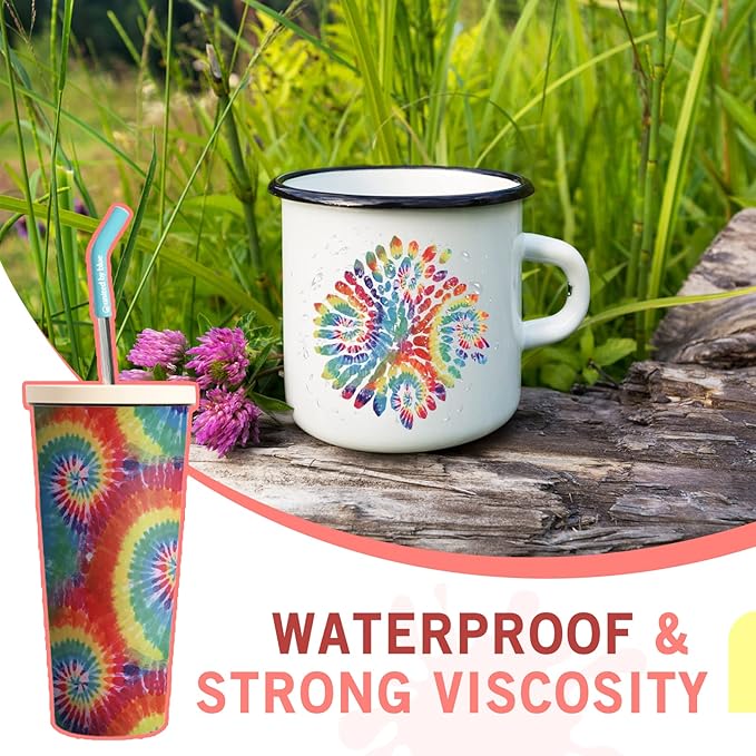 Tintnut Tie Dye Permanent Vinyl Roll - 12 inch x 5ft, Seamless Color Gradient Permanent Adhesive Vinyl, Swirl Pattern Water Proofing Self Sticker Water Proofing