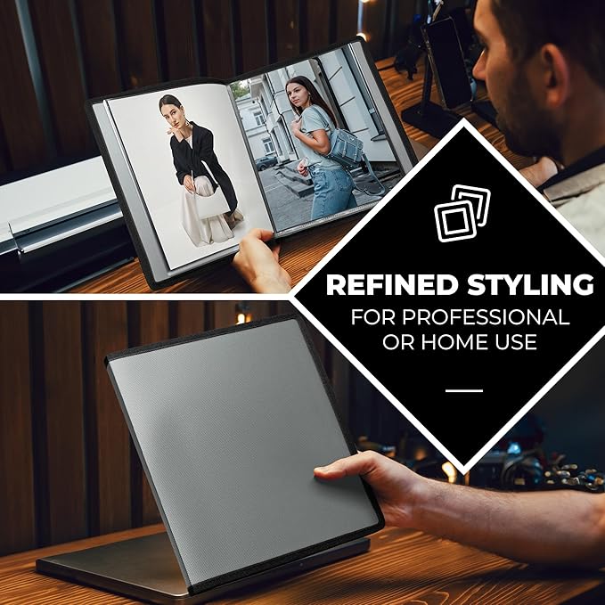 Dunwell Art Portfolio 8.5x11 Folder (Silver), Mounting Paper, Portfolio Binder for Artwork and 8.5 x 11 Documents Art Folder, 24 Pockets Display 48 Pages, Acid-Free Poly Presentation Book