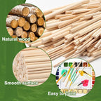 100 Pieces Wooden Dowel Rods Assorted Sizes Wooden Dowels 1/8, 3/16, 1/4, 5/16, 3/8 x 6 Inch Wood Craft Dowel Rods for Crafts and DIY
