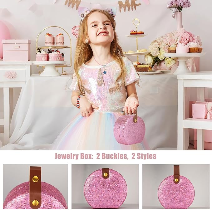 Emibele Bracelet Making Kit for Girls 8-12, Jewelry Making Kit with Portable Jewelry Box, Charm Bead DIY Bracelets Crafts Kit for Kids Age 5 6 7, Girls Gifts Choice on Birthday Valentines Christmas