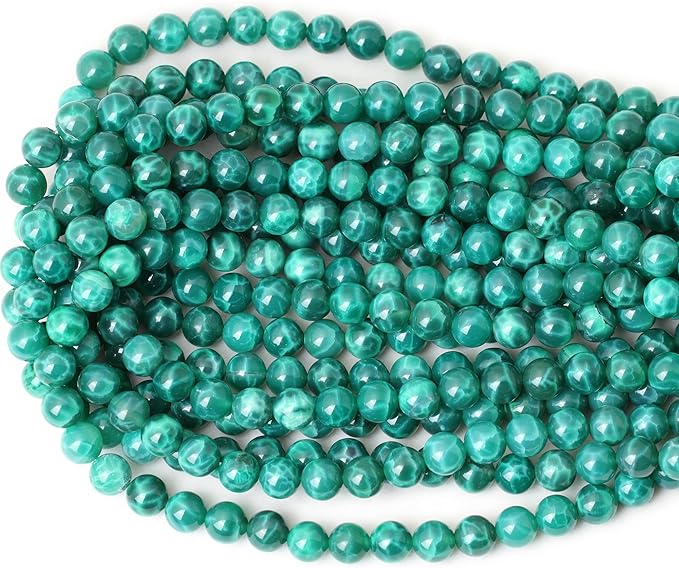 45PCS 8mm Natural Peacock Vein Agate Gemstone Round Loose Beads for Jewelry Making Jewelry Design1 Strand 15"