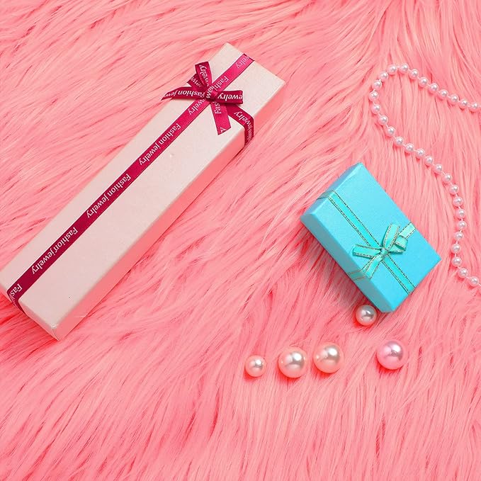 Tatuo 60 x 18 Inch Pink Faux Fur Fabric Christmas Fluffy Fuzzy Craft Fake Fur Cuts Shaggy Synthetic Plush Patch Sewing DIY Winter Halloween Costume Gnome Beard Miniature Dolls Rugs Mats Gift