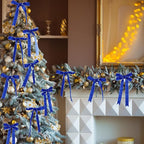 Chuangdi 1 Inch, 30 Yard Christmas Royal Blue Velvet Ribbon Vintage Wide Velvet Ribbons for Christmas Tree Ornaments Flower Bouquets Wedding Wreath Bow Making DIY Craft Choker