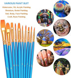 BOSOBO Paint Brush Sets, 10 Pack 100 Pcs Pointed-Round Tip Paintbrushes Nylon Hair Artist Acrylic Paint Brushes for Acrylic Watercolor Oil, Face Art, Model, Miniature Detailing & Rock Painting, Blue