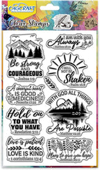 CHGCRAFT Mountain Scenery Clear Stamps Bible Words Style Transparent Stamps Silicone Clear Stamp Seals for Carding Making DIY Scrapbooking Photo Album Decoration, 4.3x6.3 inch