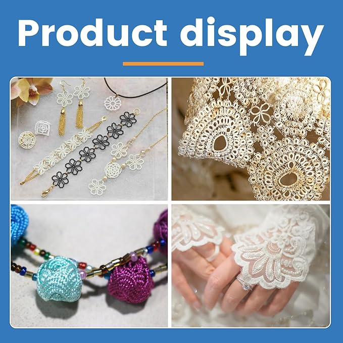 BUTUZE Tatting Shuttle Kit, 15 PCS Plastic Shuttle Set with Crochet Hooks and Beading Needles, Big Eye needles for DIY Craft Tool