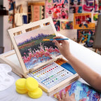 Wooden Tabletop Art Easel Set for Painting, 54 Pieces Starter Acrylic Paint Set with 24 Colors Acrylic Paints, Canvases, Sketch Pads, Brushes and Palette for Beginners Young Artists and Adults