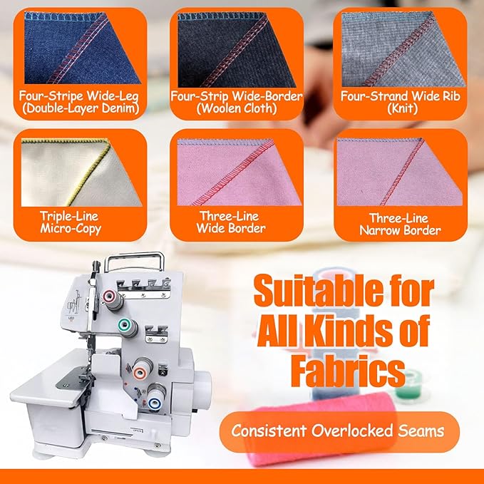 Serger Sewing Machine, Desktop Overlock Sewing Machine with LED Light and Accessories Kit, for Lapel Padding Hemming Sewing