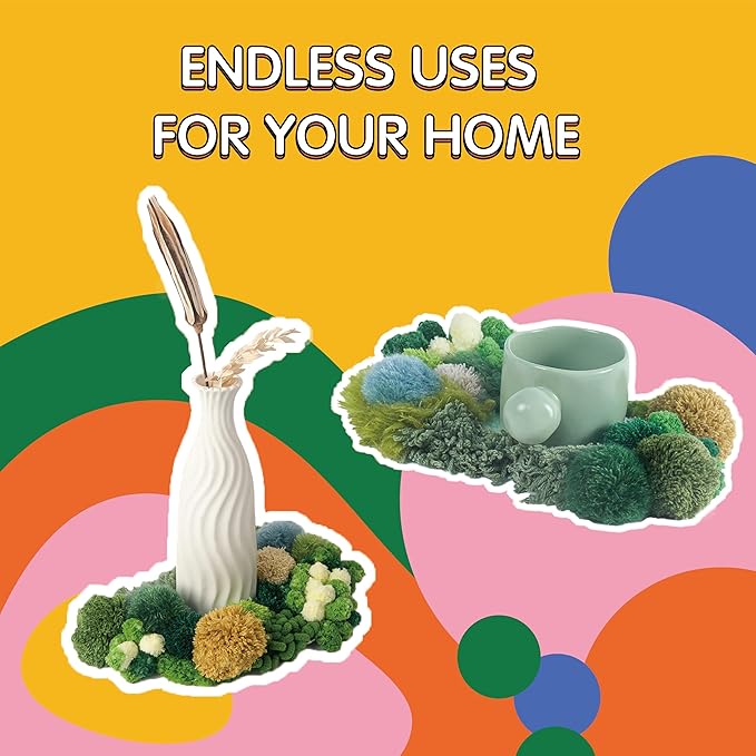 ChillFuzz Latch Hook Kits for Adults - Kids Crochet Kit for Beginners Arts and Craft Kit Moss Rug Coaster Green Latitude37N