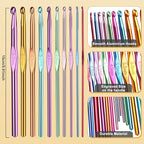 Aeelike 20pcs Acrylic Yarn for Crocheting, Crotcheting Set for Beginners, Crochet Kit with Everything Include 1093 Yards Yarn, Aluminum Crochet Hooks,Step-by-Step Instruction and Black Organiser Bag