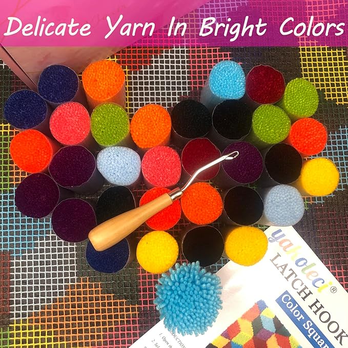 YAKOLECI Latch Hook Kits for Adults, Color Printed DIY Crafts Needlework Arts Rug Sewing Carpet for Home Decoration Festival Gift 23.6''X15.8'' (Seaside Sunrise) (YA-003)