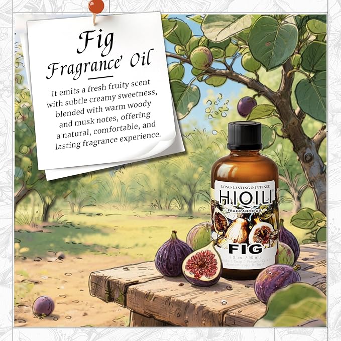 HIQILI Fig Fragrance Oil for Hotel Scent Diffuser, Candle & Soap Making Kit, Add to Skin Care, Bath & Body Products - 1 Fl Oz