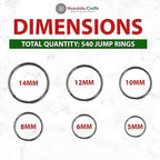 Mandala Crafts Assorted Gunmetal Double Jump Rings for Jewelry Making - 540 Pcs Mini Split Key Rings Set for Crafts, DIY Keychains, and Accessories