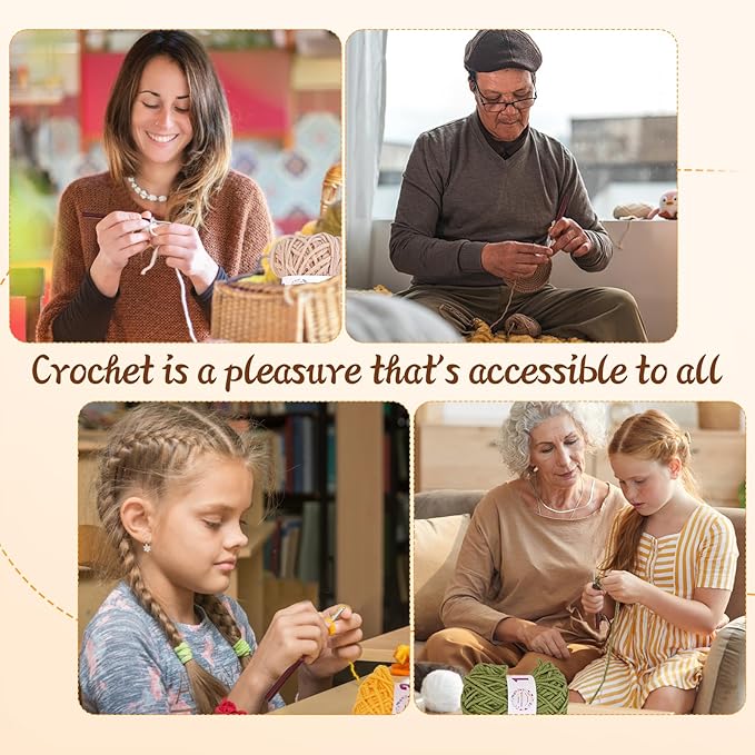 KANALOA Crochet Kits for Beginners - Handmade Craft DIY Knitting Set with Yarn,Hooks,Video Tutorials - Nice Gifts for Adults,Women - Mini Vintage Kisslock Wallet Coin Change Purses Pouch Storage Bag