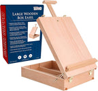 U.S. Art Supply Newport Large Adjustable Wood Desktop Easel - Premium Beechwood Tabletop Drawing Easel with Storage, Paint Palette, Portable Easels for Painting, Drawing, Sketchbox
