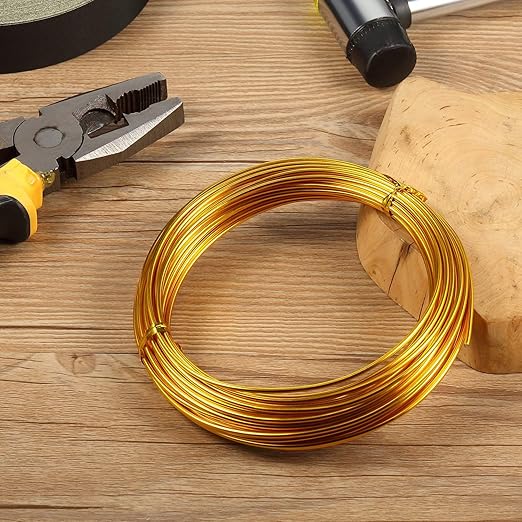 32.8 Feet Aluminum Wire, Bendable Metal Craft Wire for Making Dolls Skeleton DIY Crafts (Gold, 3 mm Thickness)