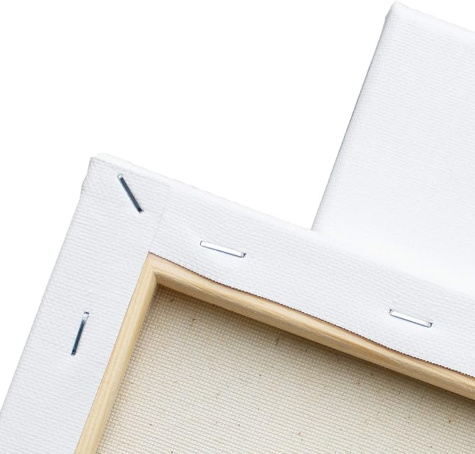 FIXSMITH Stretched Canvas- 6x8 Inch, Bulk Pack of 12, White Blank Canvases for Painting, Primed,100% Cotton,5/8 Inch Profile of Super Value Pack for Acrylics,Oils & Other Painting Media.