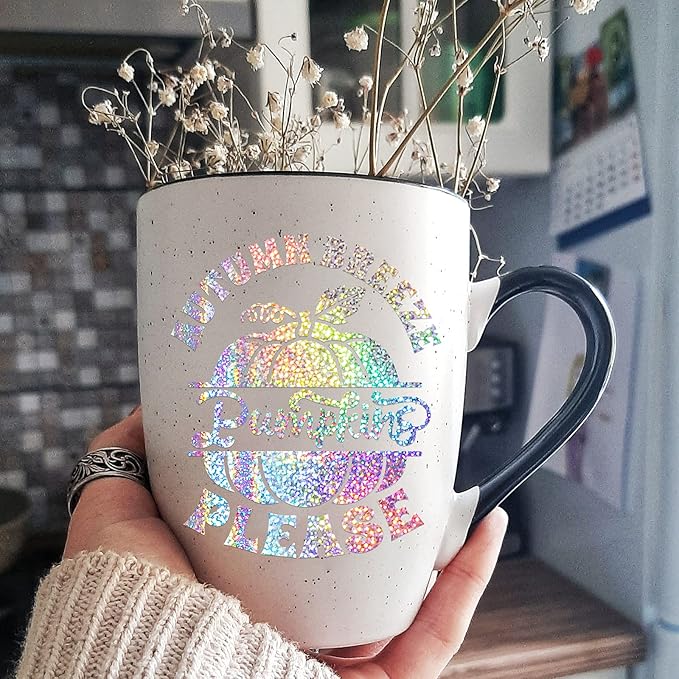 GIRAFVYINL Holographic Vinyl Silver Glitter Vinyl - 12” x 10FT Holographic Permanent Vinyl Glitter Adhesive Vinyl for Craft, Easy to Weed Vinyl Work with Vinyl Cutter