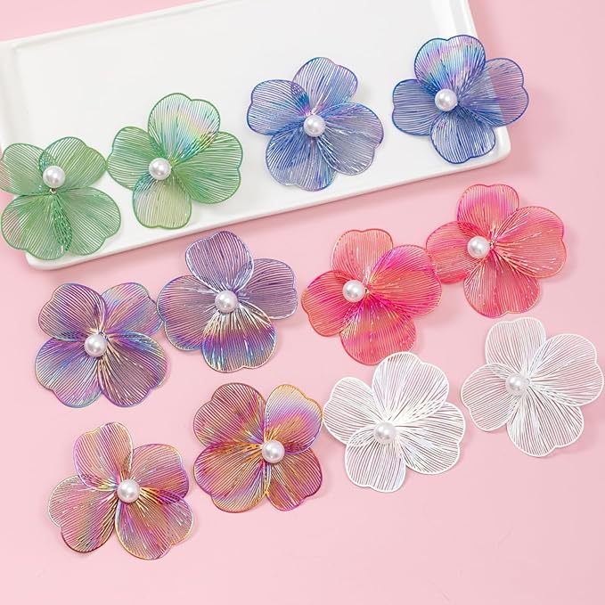 COLIGREE 6 Pairs Hollow Flower Filigree Stud Earrings Dazzling Floral Charms Jewelry Making Kits for DIY Earrings Necklaces Rings Hair Jewelries