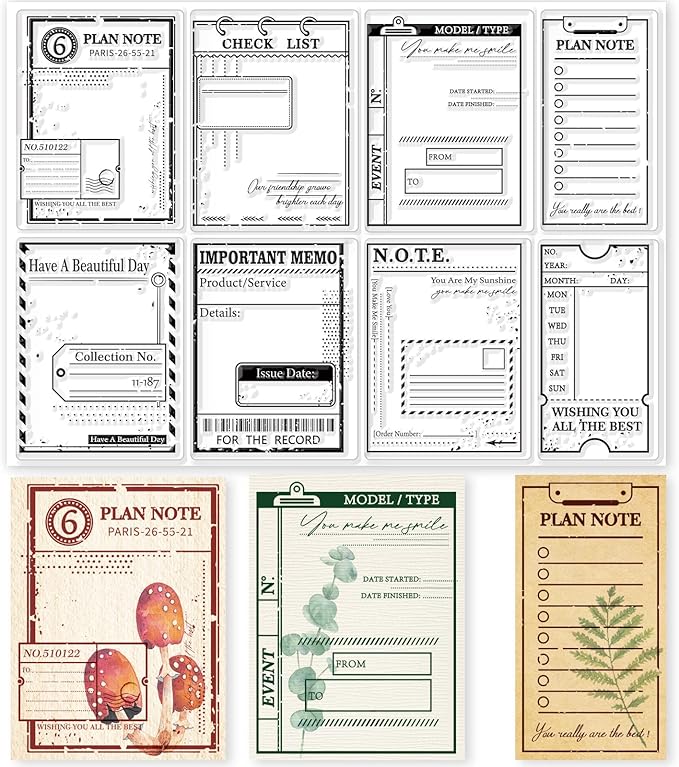 GLOBLELAND Vintage Plan Label Clear Stamps for DIY Scrapbooking Organizer Task Arranger Silicone Clear Stamp Scheme Seals for Journals Decorative Cards Making Photo Album