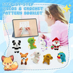 HUASHILUO 8Pcs Crochet Kit for Beginners, 2026 DIY Craft for Adults and Kids, Great Christmas Gift for Crochet Lovers, Crocheting Animal Kits with Step by Step Videos,Yarn,Crochet Hook