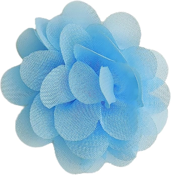 20 PC Light Blue Chiffon Flower Lace Fabric Flowers Sewing Fabric Appliques 2 Inch