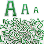 1.3 inch Iron on Letter Patches 78 Pieces, A-Z Embroidered Alphabet Patches for Clothing Jackets Hats Backpacks Jeans Green