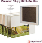 Ampersand Art Supply Wood Painting Panel: Museum Series Claybord, 12" x 24", 3/4" Cradled Profile