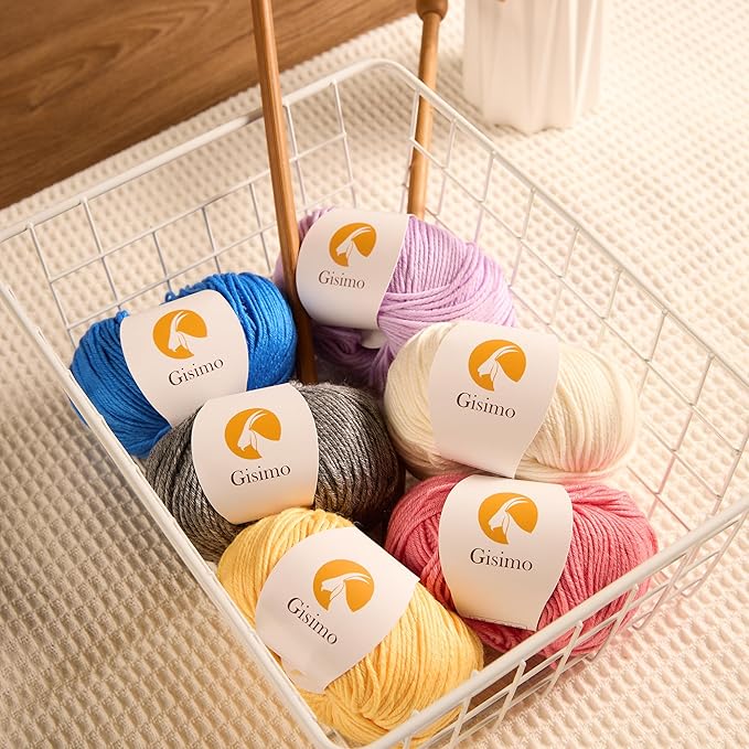 6 Balls Merino Wool Yarn, 12-Ply Luxurious and Soft Yarn for Hand Knitting & Crocheting, 1.76 OZ/50g, 120 yds/110 Meters(Red,6Balls)
