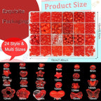 560pcs Acrylic Red Heart Star Butterfly Pastel Candy Color Assorted Beads for Bracelets Jewelry Making Necklaces DIY Crafts