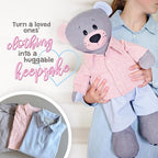 kullaloo Memory Bear Sewing Pattern – Stuffed Teddy Bear Plush Toy with Removable Collar, Shirt & Jacket | Memorial Bear Template with QR Video Tutorials, PES & SVG Files | Designed in Canada