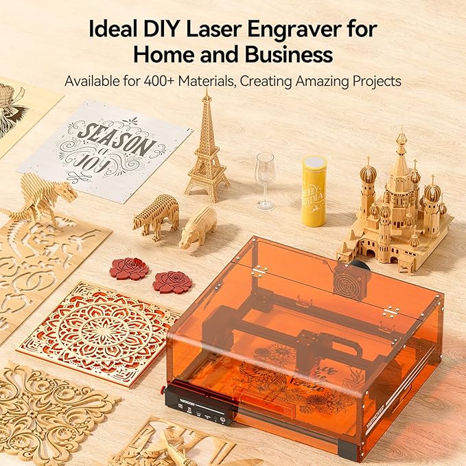 Laser Engraving Machine, Woxcker L2 MAX 5.5W Enclosure Laser Engraver, 300x300mm Bed Size 0.01mm High Precision Laser Engraving and Cutting for Wood Leather Glass Acrylic (Class 1 Laser 5500mW)