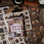 Vintage Scrapbook Sticker Supplies, 25 Sheets PET and 25 Sheets Washi Stickers, Over 800 Self-Adhesive Pre-Cut Stickers for Junk Journal, Bujo, Collage, Adult Crafts Arts, Letters DIY