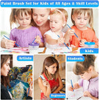 50Pcs Round Paint Brushes Bulk, Anezus Small Paint Brushes Classroom Brushes Set for Kids Model Canvas Painting Face Acrylic Watercolor Oil and Crafts