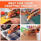 Pink Power Electric Fabric Scissors Box Cutter for Crafts, Sewing, Cardboard, Carpet, & Scrapbooking - Heavy Duty Professional Shears Cutting Tool - Automatic Cordless Scissors Fabric Cutter (Orange)