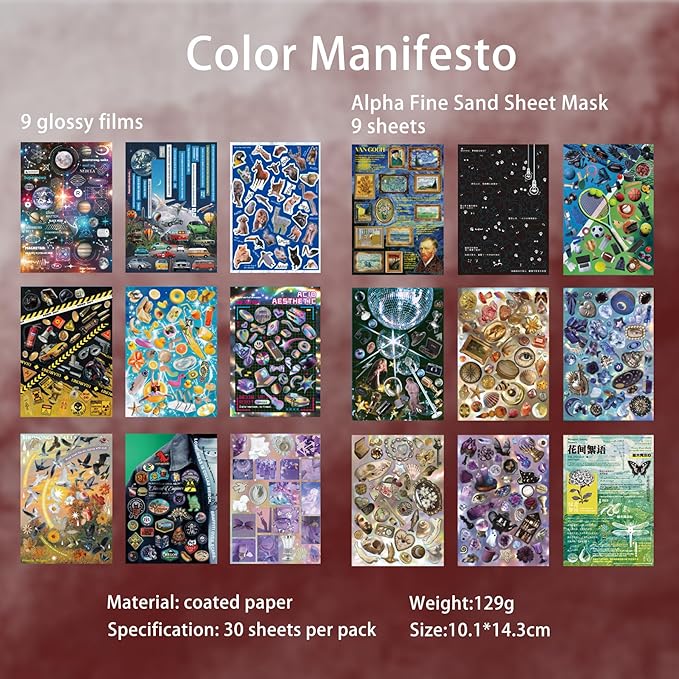 Y2K Sticker Book for Scrapbook & Journaling Supplies - 30 Sheets Vintage Travel Stickers with Glossy, Matte & Textured Finishes | Junk Journal Kit, Ephemera, Collage DIY